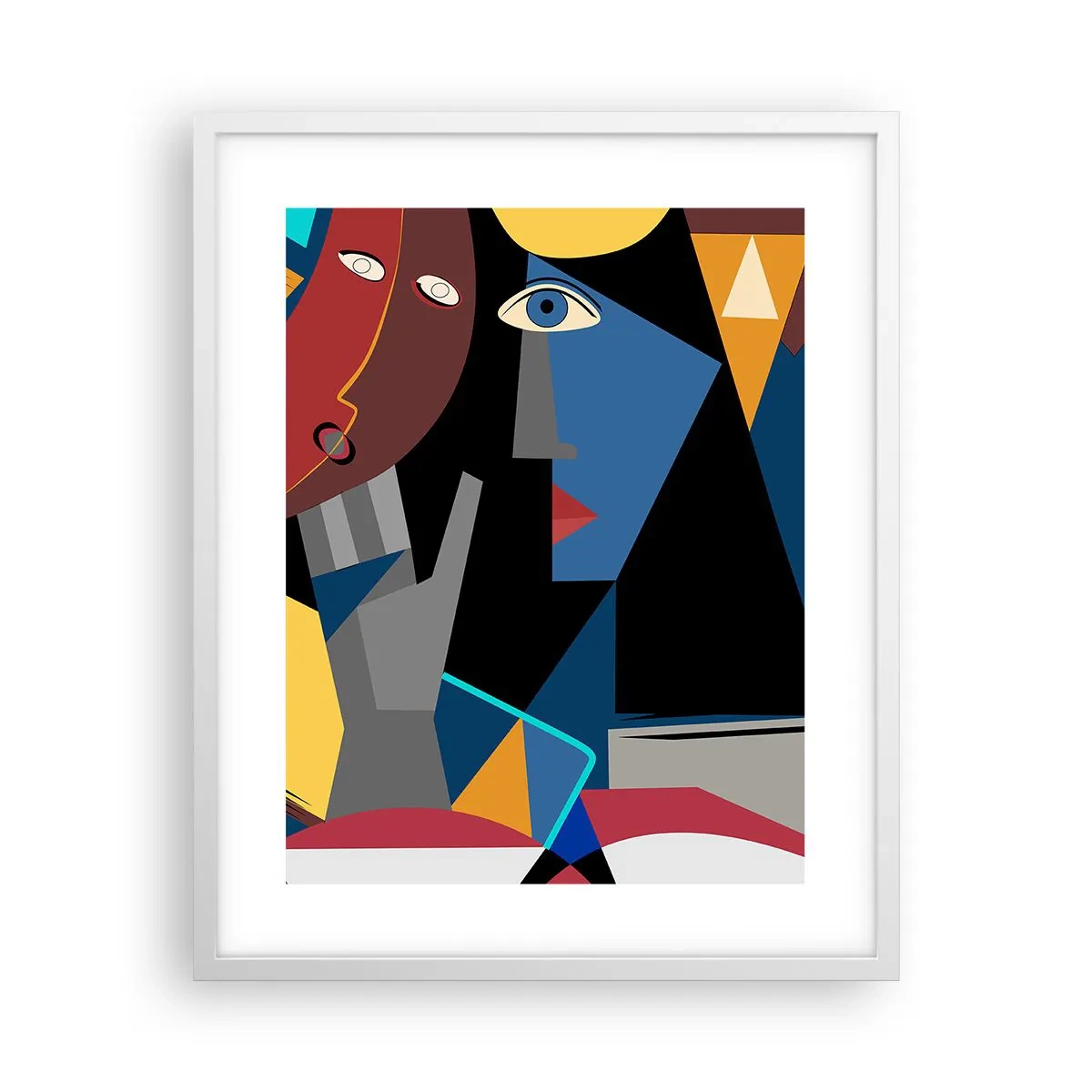 Poster in cornice bianca - Dialogo di cubisti - 40x50 cm