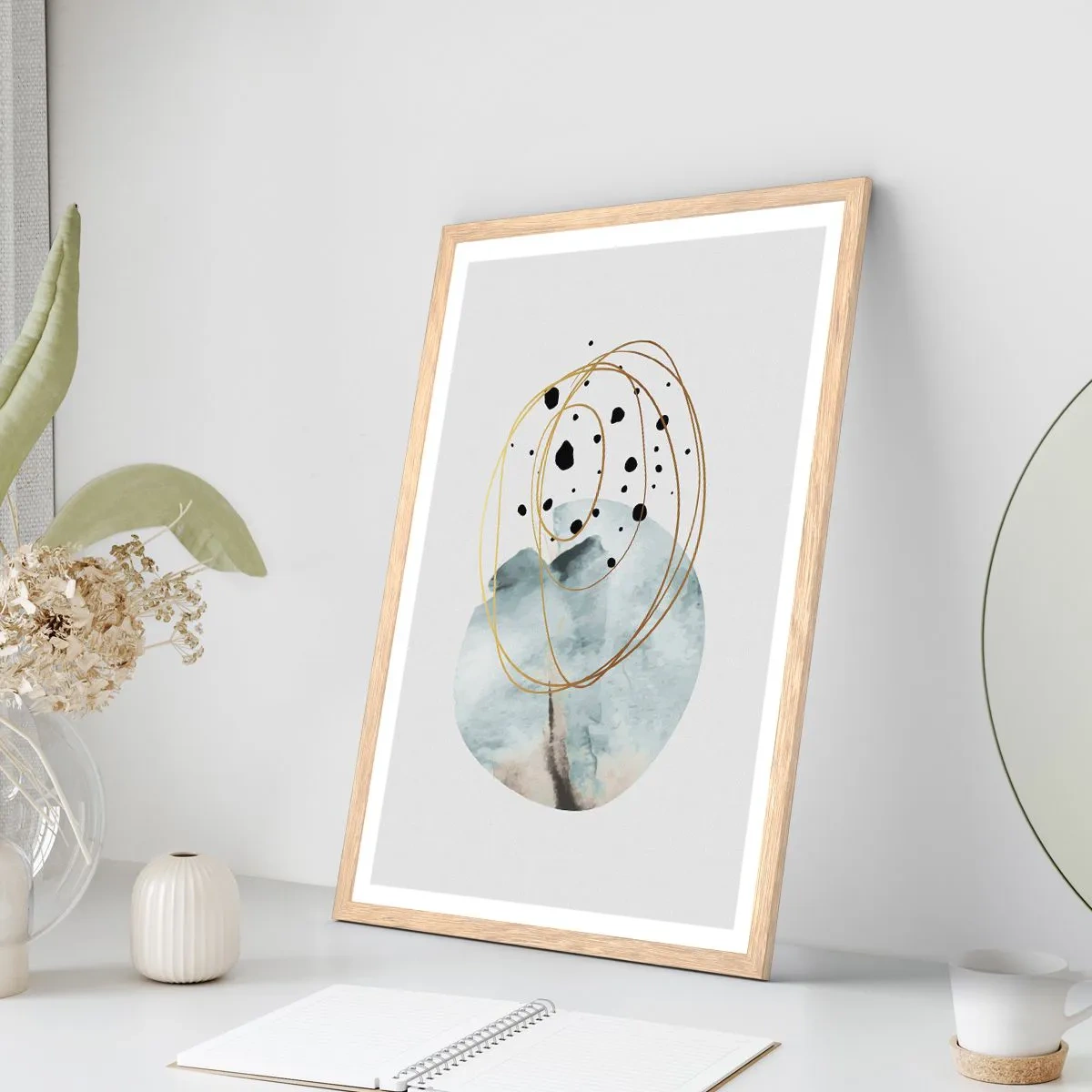 Poster in cornice rovere chiaro - Nell'abbraccio dello spazio - 70x100 cm