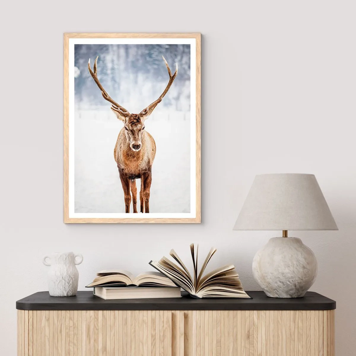 Poster in cornice rovere chiaro - Direttamente dalla nebbia di neve - 61x91 cm