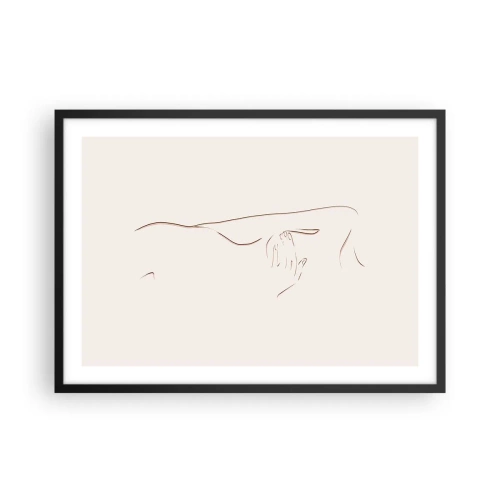 Poster in cornice nera - Un disegno lineare e sottile di una silhouette su uno sfondo chiaro - 70x50cm - La forma del desiderio - Decorazione murale moderna per soggiorno e camera da letto ARTTOR