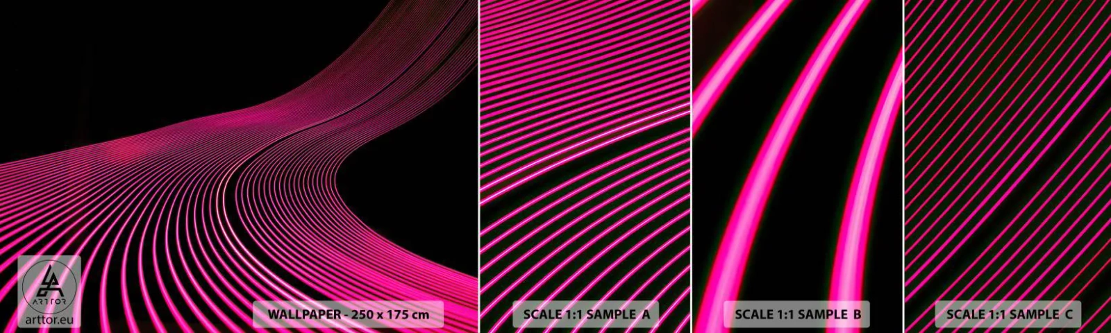 Campione Di Fotomurale Standard Eco - Il viale della luce - Linee, Moderno, Neon - 100x30 cm