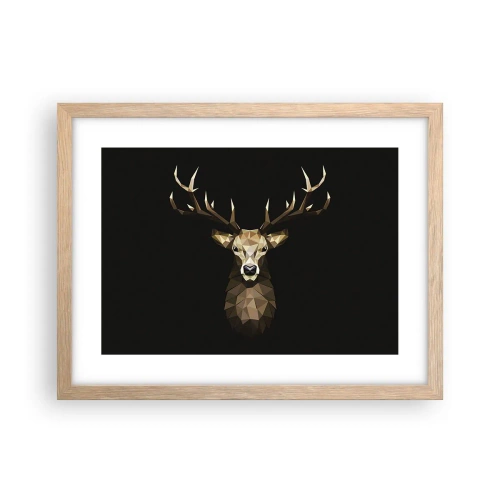 Poster in cornice rovere chiaro - Cervo cubista - 40x30 cm