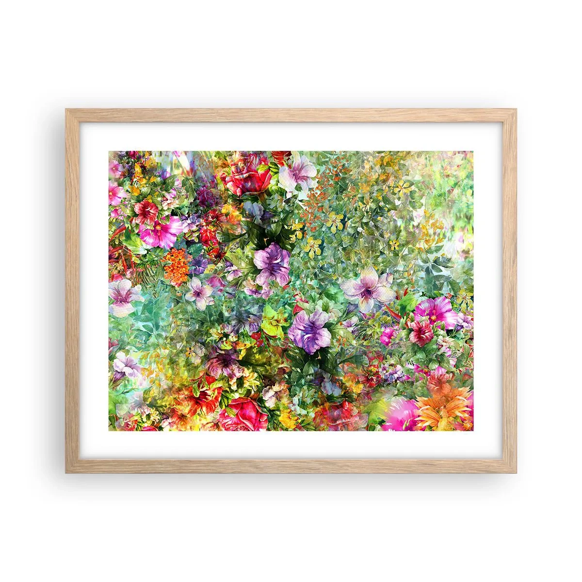Poster in cornice rovere chiaro - Perdersi nei fiori - 50x40 cm