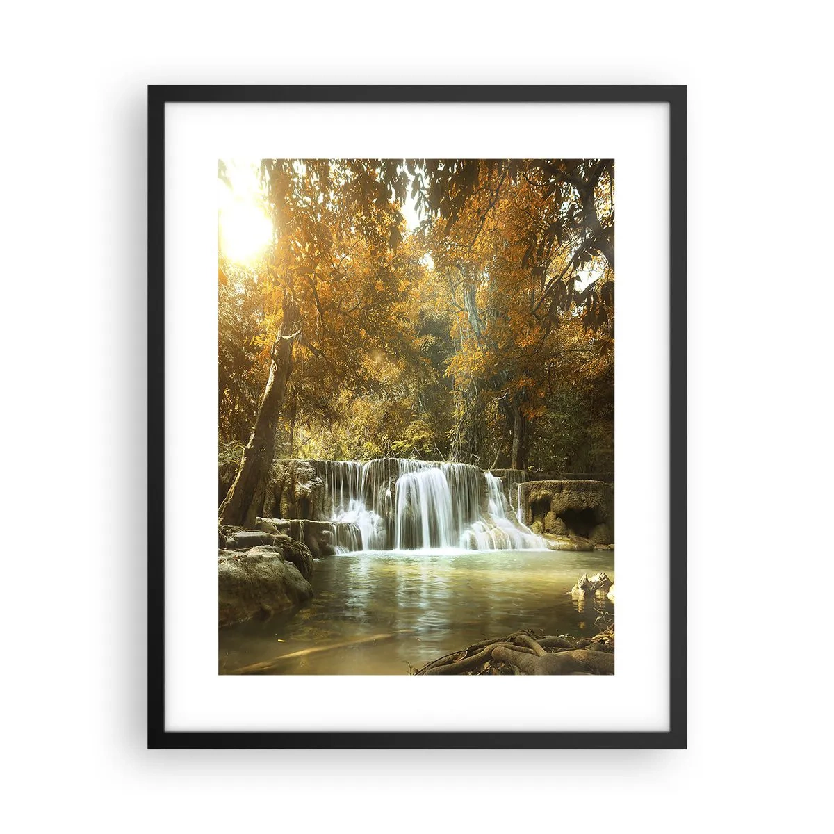 Poster in cornice nera - Cascata nel parco - 40x50 cm