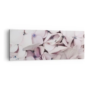 Quadro su tela - Stampe su Tela - Delicate ortensie bianche in tonalità pastello - 140x50cm - Un'alluvione di fiori - Decorazione murale moderna per soggiorno e camera da letto ARTTOR
