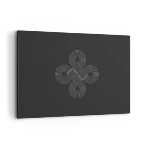 Quadro su tela - Stampe su Tela - Motivo celtico in stile minimalista su sfondo nero - 120x80cm - Nello spirito celtico - Decorazione murale moderna per soggiorno e camera da letto ARTTOR
