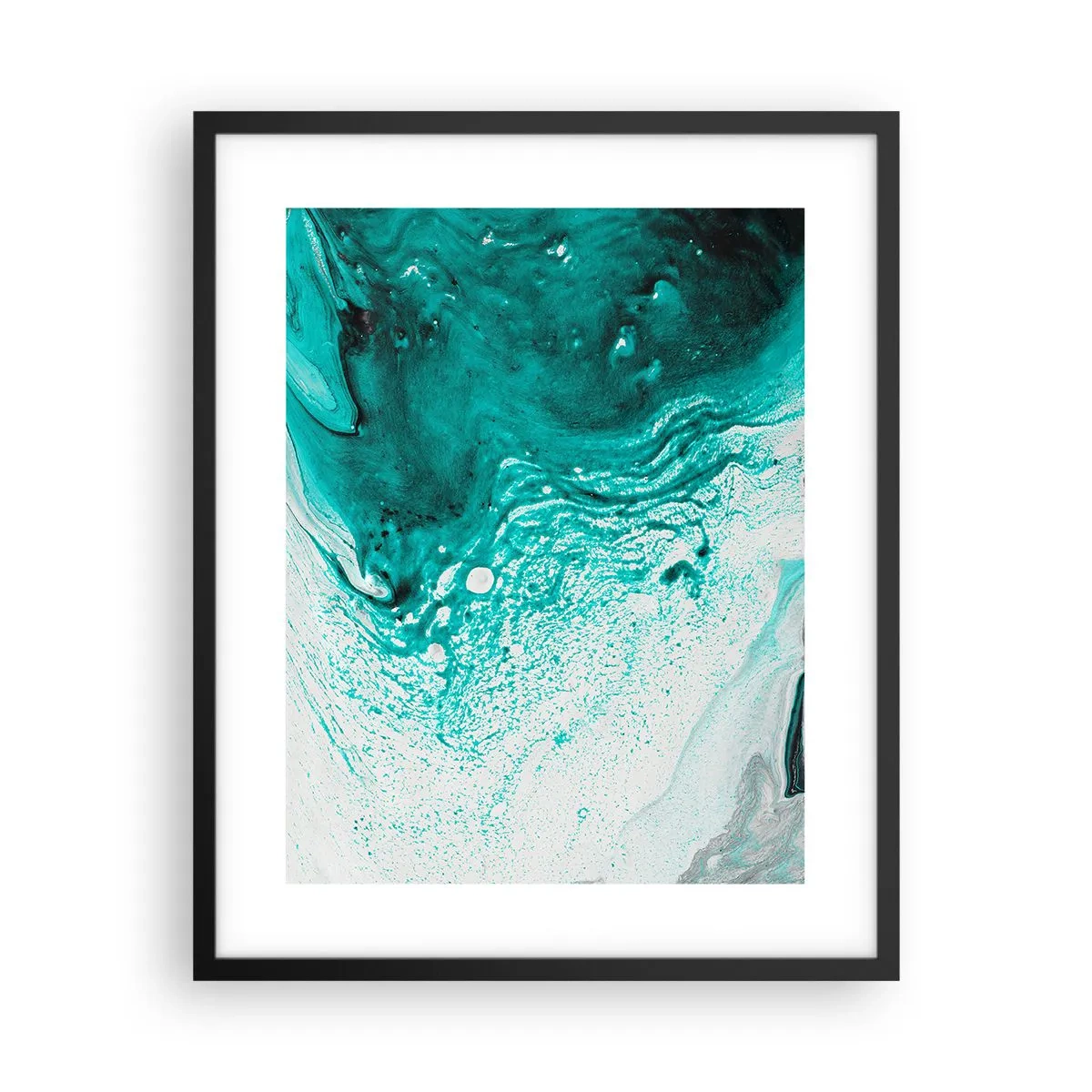 Poster in cornice nera - Sciogliendosi nel bianco e nel turchese - 40x50 cm