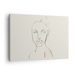 Quadro su tela - Stampe su Tela - Schizzo minimalista del volto di una donna - 70x50cm - Profilo di sensualità - Decorazione murale moderna per soggiorno e camera da letto ARTTOR