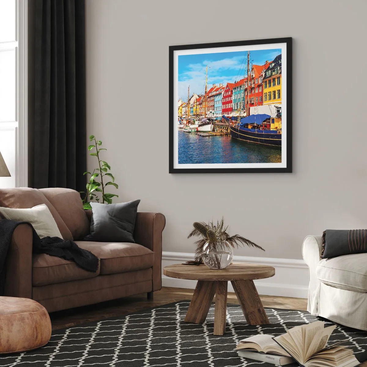 Poster in cornice nera - Riva gioiosa - 60x60 cm
