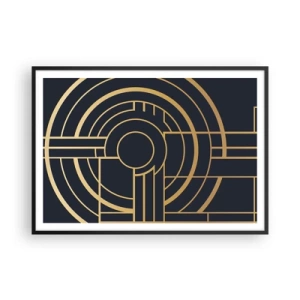 Poster in cornice nera - Motivo geometrico con linee dorate - 100x70cm - Il giro delle cose - Decorazione murale moderna per soggiorno e camera da letto ARTTOR