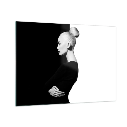 Quadro su vetro - Ritratto in bianco e nero di una donna con un elegante chignon - 70x50cm - Semplicemente donna - Decorazione murale moderna per soggiorno e camera da letto ARTTOR
