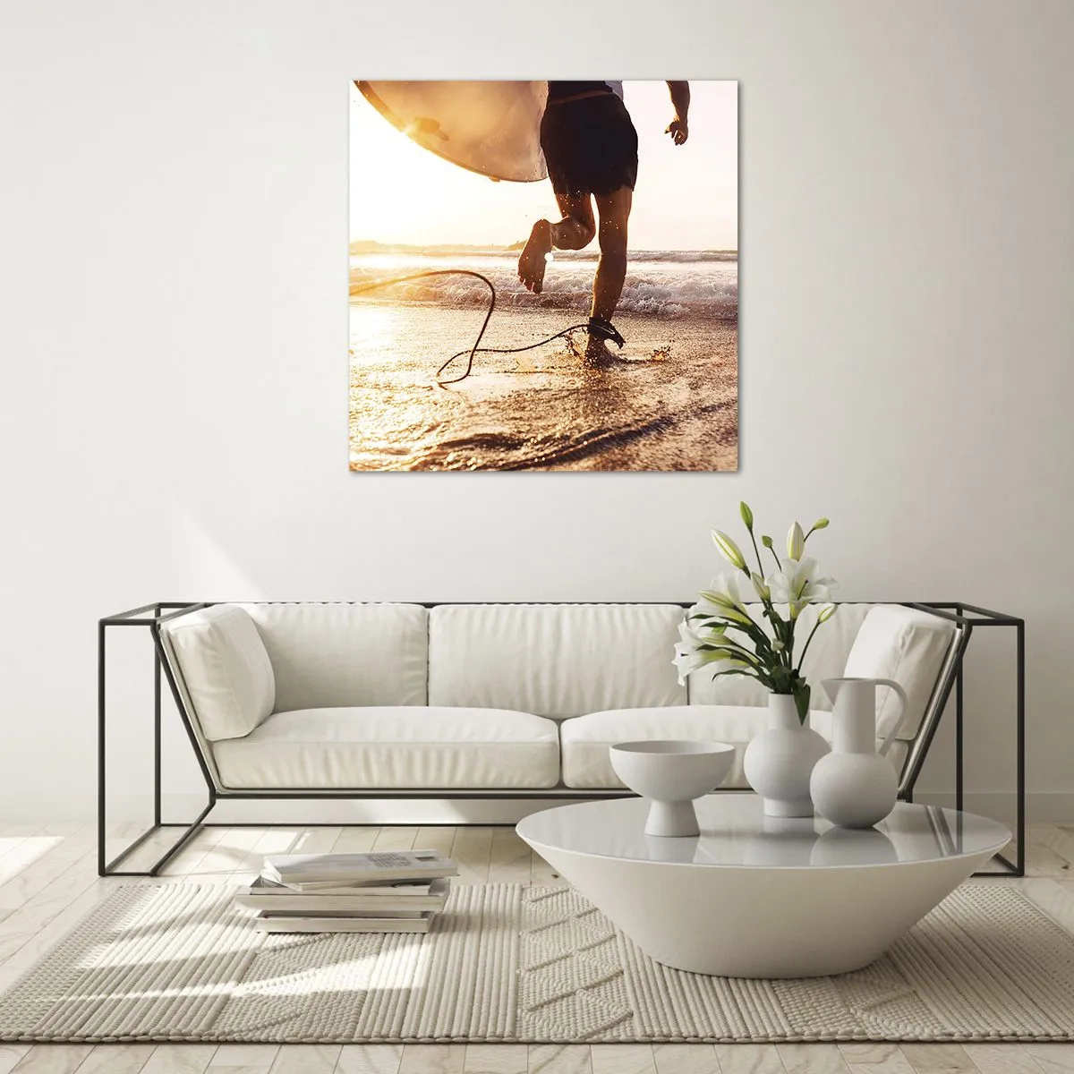 Quadro su vetro - L'incontro delle onde - 50x50 cm