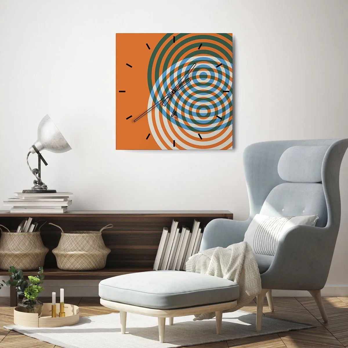 Orologio da parete - Orologio in Vetro - Composizione astratta a cerchi - 30x30 cm