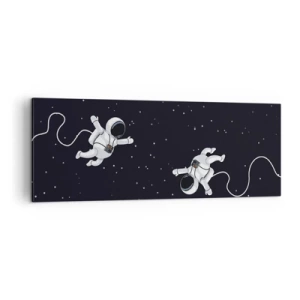 Quadro su tela - Stampe su Tela - Astronauti che fluttuano nello spazio con uno sfondo di stelle - 140x50cm - Danza cosmica - Decorazione murale moderna per soggiorno e camera da letto ARTTOR