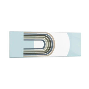 Quadro su vetro - Una composizione minimalista con un cerchio e delle linee su uno sfondo pastello. - 160x50cm - Attrazione irresistibile - Decorazione murale moderna per soggiorno e camera da letto ARTTOR