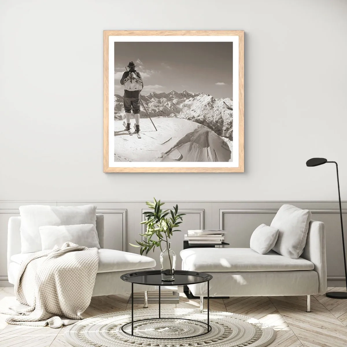 Poster in cornice rovere chiaro - E i monti sono immutabili - 40x40 cm