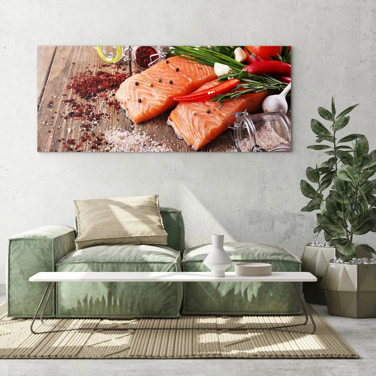 Quadro su vetro - Avventura norvegese in cucina - 90x30 cm