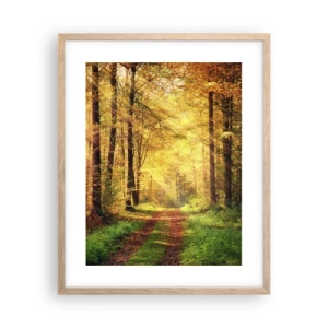 Poster in cornice rovere chiaro - Il silenzio d'oro del bosco - 40x50 cm