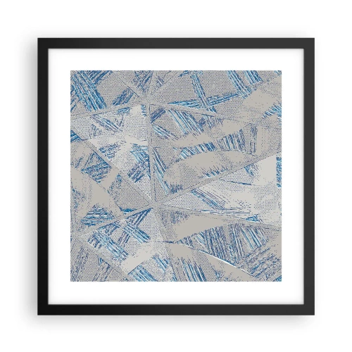 Poster in cornice nera - Nel labirinto grigioblu - 40x40 cm