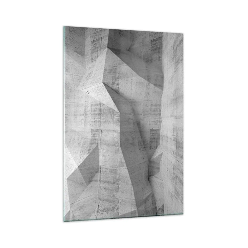 Quadro su vetro - Forme geometriche in cemento grigio - 80x120cm - Una vera sfida - Decorazione murale moderna per soggiorno e camera da letto ARTTOR