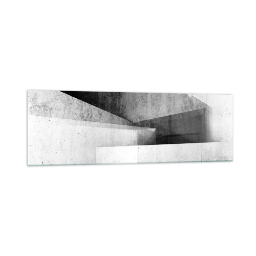 Quadro su vetro - Forme geometriche in una composizione monocromatica - 160x50cm - La struttura dello spazio - Decorazione murale moderna per soggiorno e camera da letto ARTTOR
