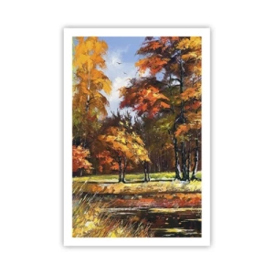 Poster - Paesaggio in oro e marrone - 61x91 cm