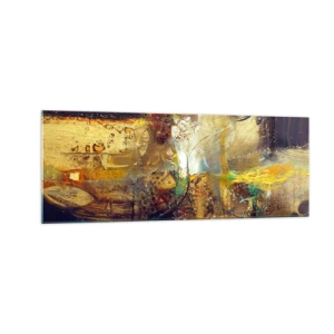 Quadro su vetro - Natura morta astratta dai colori caldi - 140x50cm - Freddo, più caldo, bollente - Decorazione murale moderna per soggiorno e camera da letto ARTTOR