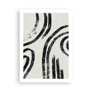 Poster - Linee nere astratte su uno sfondo chiaro - 50x70cm - Interrotto a metà - Decorazione murale moderna per soggiorno e camera da letto ARTTOR