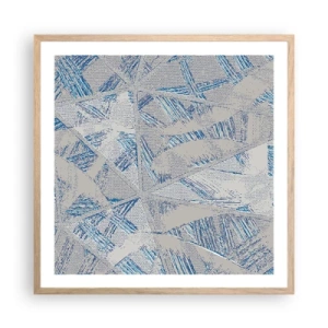 Poster in cornice rovere chiaro - Nel labirinto grigioblu - 60x60 cm