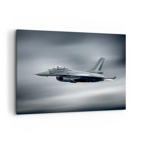 Quadro su tela - Stampe su Tela - Un aereo da caccia in volo contro un cielo nuvoloso - 100x70cm - Lanci la sfida? - Decorazione murale moderna per soggiorno e camera da letto ARTTOR