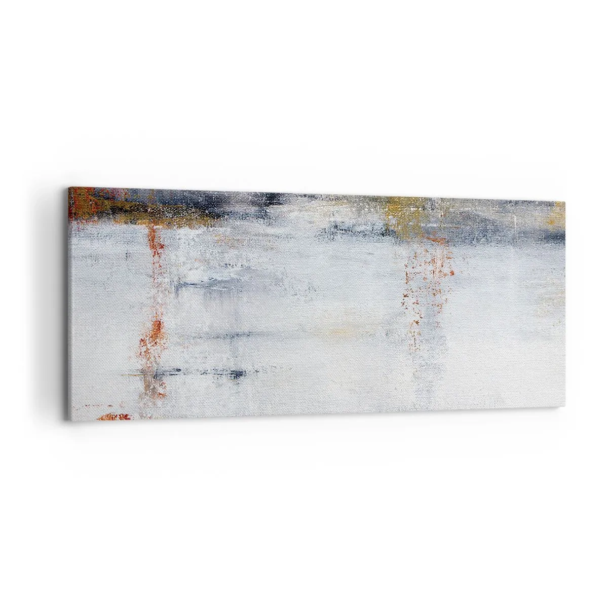 Quadro su tela - Stampe su Tela - Un paesaggio astratto con sfumature sfocate di grigio e oro. - 120x50cm - Dietro la cortina d'aria - Decorazione murale moderna per soggiorno e camera da letto ARTTOR