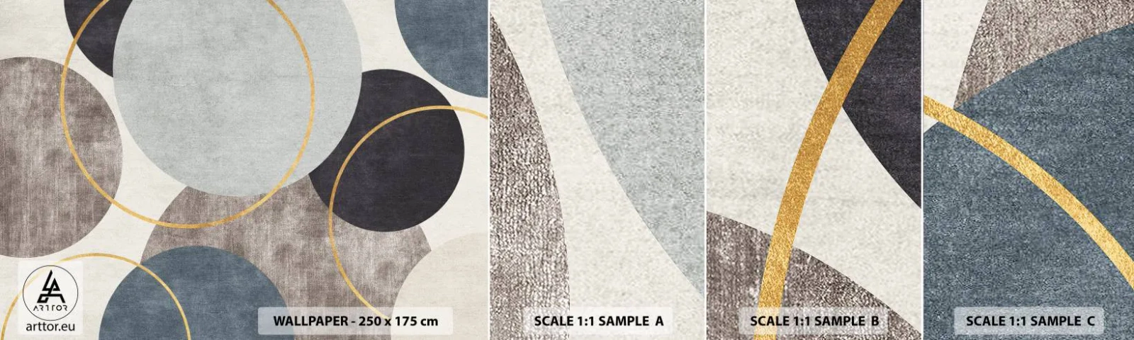 Campione di Fotomurale Adesivo Deluxe Sticker - Un cerchio dietro l'altro - Quartieri, Minimalista, Pezzo - 100x30 cm