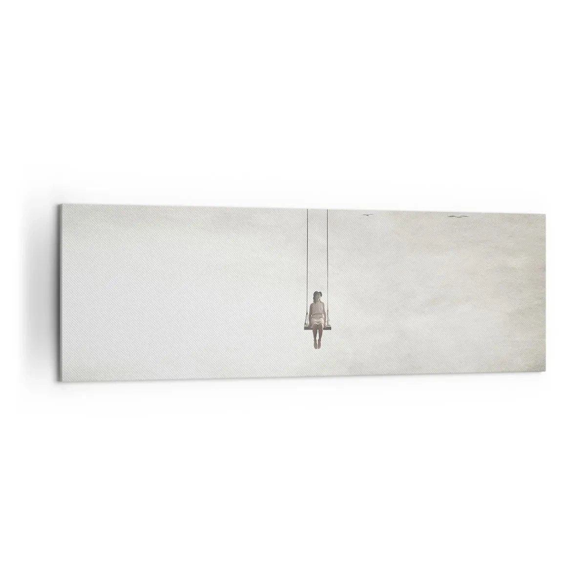 Quadro su tela - Stampe su Tela - Una figura su un'altalena sospesa nello spazio - 160x50cm - Il bambino che è in noi - Decorazione murale moderna per soggiorno e camera da letto ARTTOR