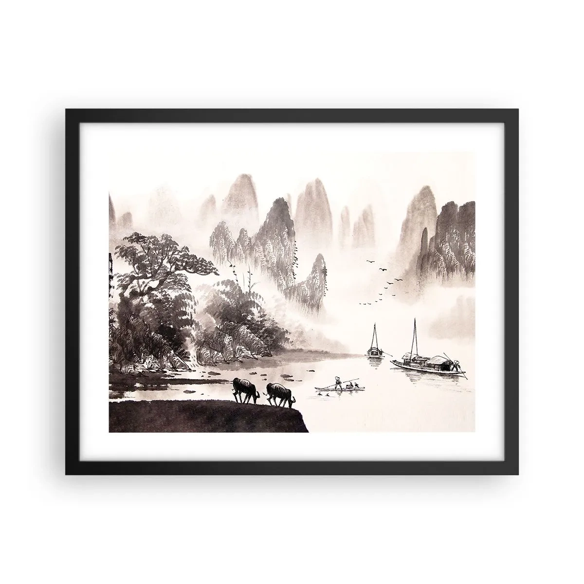 Poster in cornice nera - L'esotica quotidianità dell'Oriente - 50x40 cm