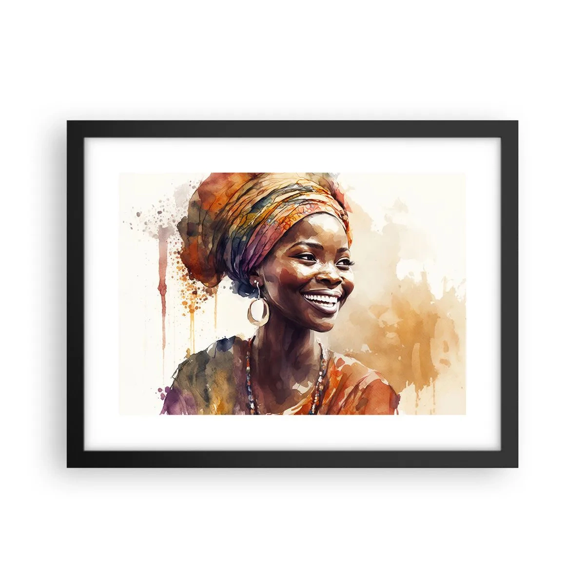 Poster in cornice nera - Regina africana - 40x30 cm