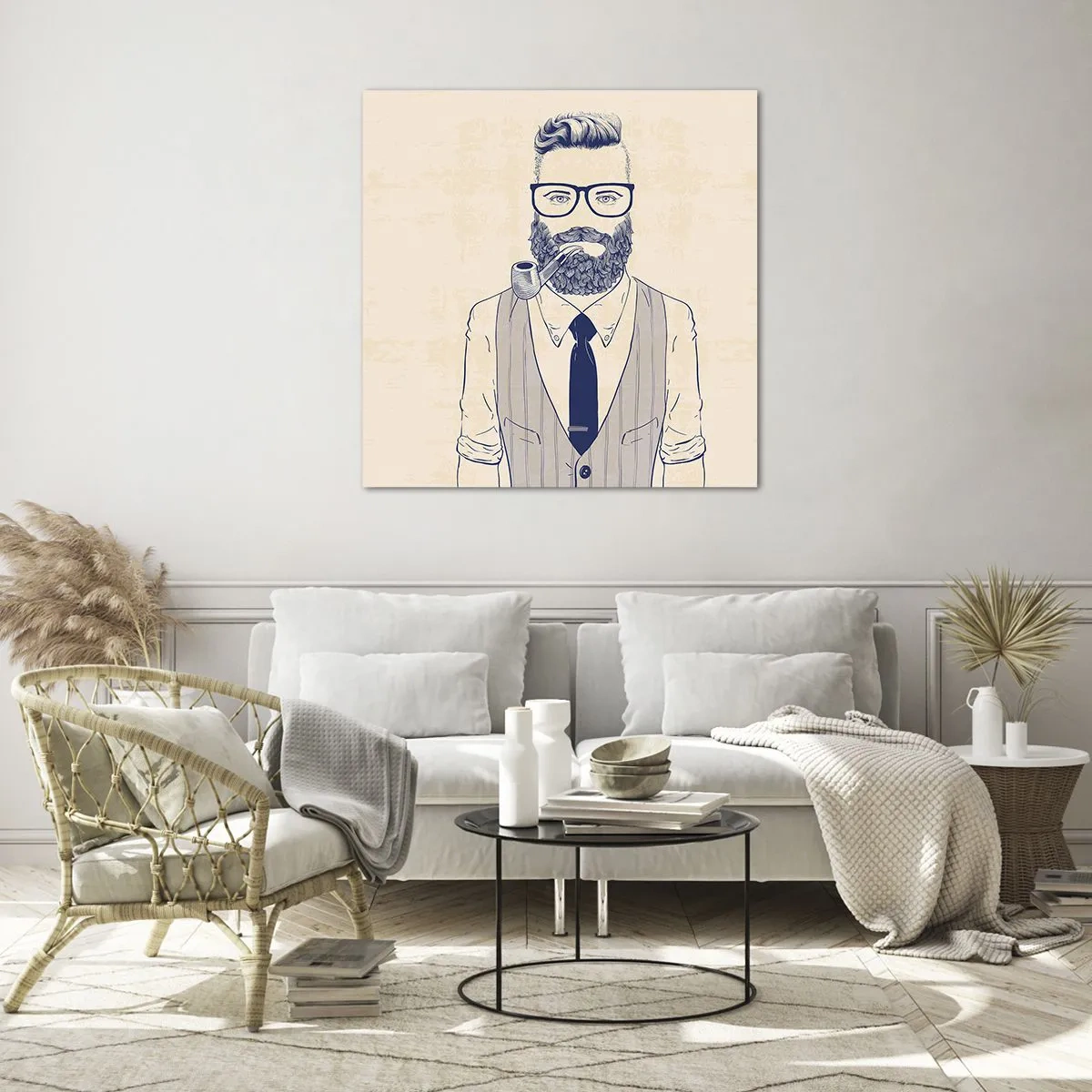 Quadro su vetro - Allegro, maschile e alla moda - 50x50 cm