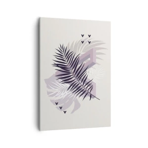 Quadro su tela - Stampe su Tela - Una composizione minimalista con foglie e forme geometriche - 50x70cm - L'ombra dell'ombra - Decorazione murale moderna per soggiorno e camera da letto ARTTOR