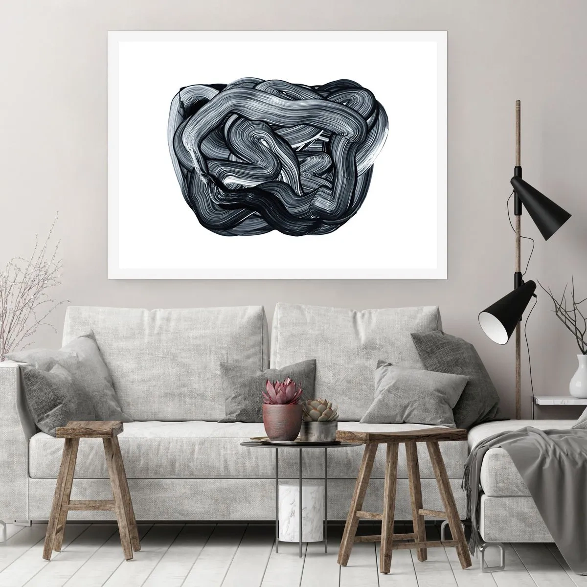 Poster - Composizione astratta in tonalità di grigio - 100x70cm - Non è così semplice - Decorazione murale moderna per soggiorno e camera da letto ARTTOR