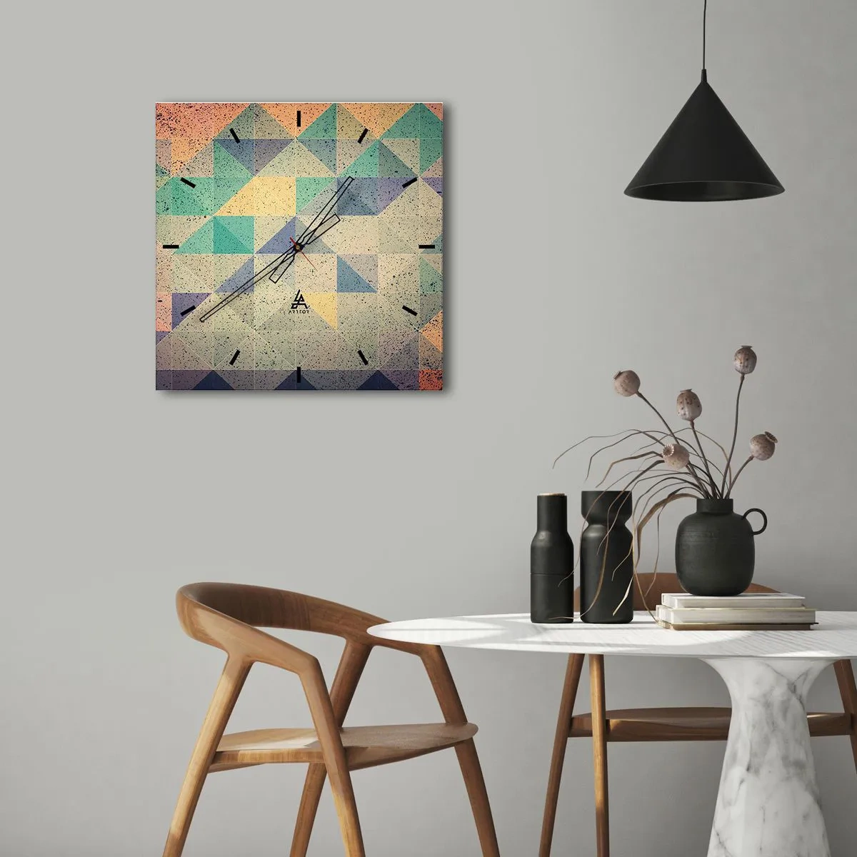Orologio da parete - Orologio in Vetro - La repubblica dei triangoli - 40x40 cm