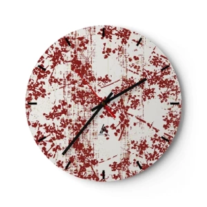Orologio da parete - Orologio in Vetro - Motivo floreale rosso su sfondo bianco in stile vintage - 30x30cm - Come l'antico percalle - Decorazione murale moderna per soggiorno, cucina e camera da letto ARTTOR