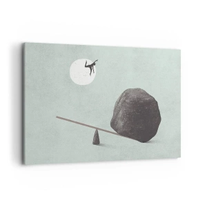 Quadro su tela - Stampe su Tela - Una scena simbolica con una figura in equilibrio su uno sfondo di cielo luminoso. - 100x70cm - Sogno adempiuto - Decorazione murale moderna per soggiorno e camera da letto ARTTOR