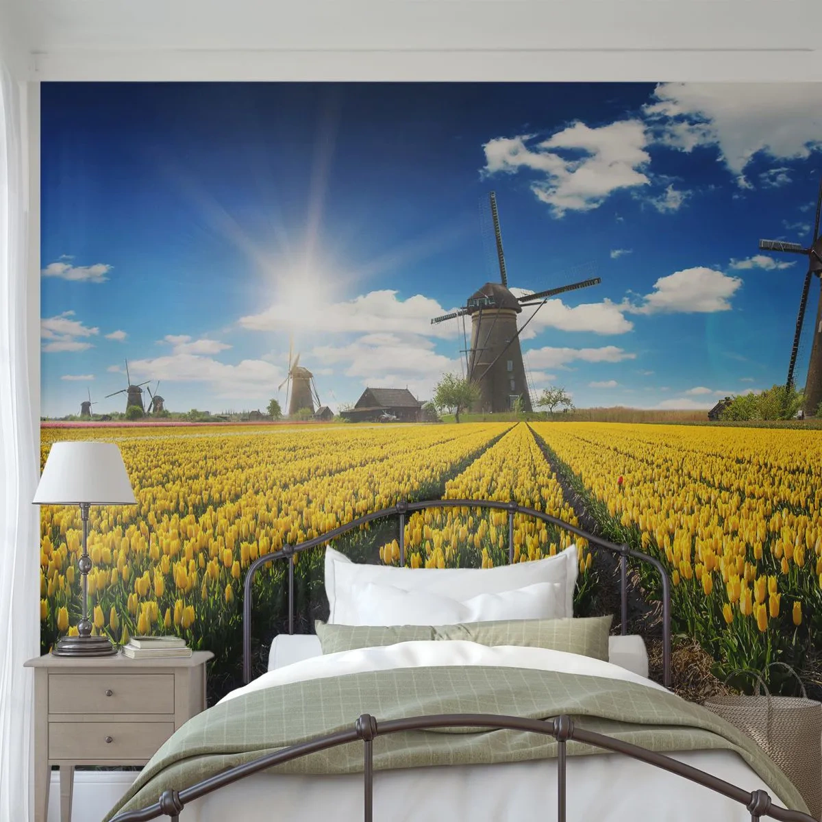 Fotomurali Autoadesivo Deluxe Sticker - Più olandesi di così non si può - Paesaggio, Fan, Tulipani - 200x140 cm