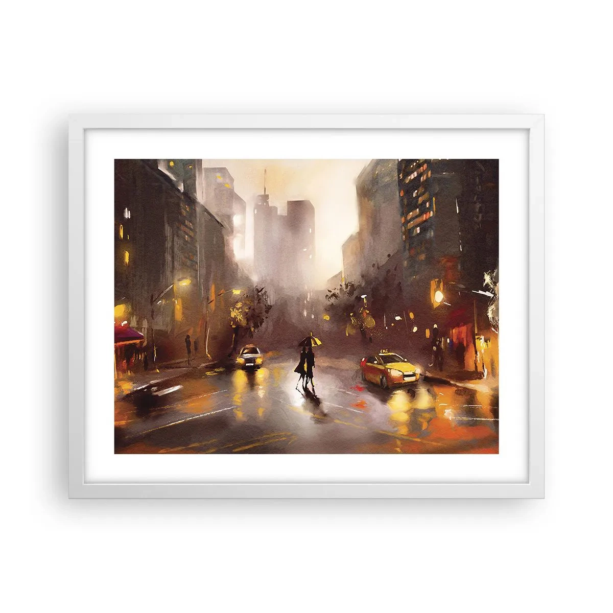 Poster in cornice bianca - Nelle luci di New York - 50x40 cm