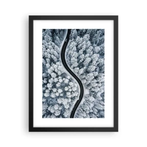 Poster in cornice nera - Attraverso il bosco invernale - 30x40 cm