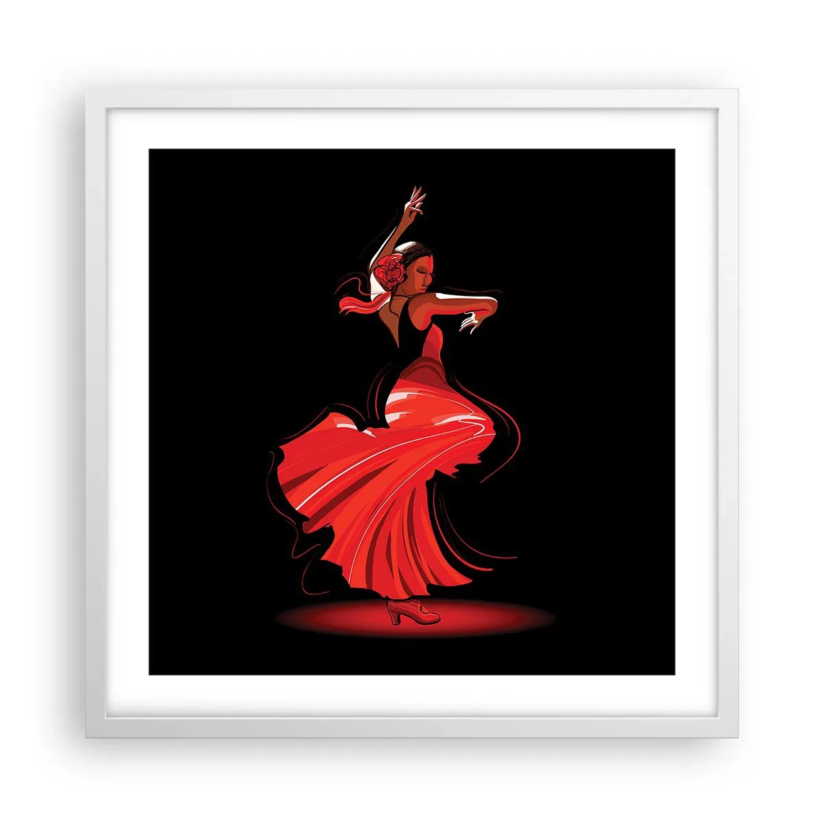 Poster in cornice bianca - Lo spirito focoso del flamenco - 50x50 cm