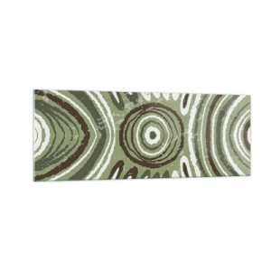 Quadro su vetro - Motivi astratti nelle tonalità del verde e del marrone - 140x50cm - Esplosione di emozioni - Decorazione murale moderna per soggiorno e camera da letto ARTTOR