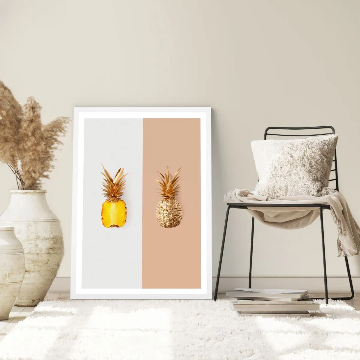 Poster in cornice bianca - Ananas per due - 70x100 cm