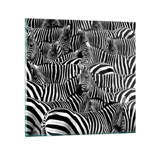 Quadro su vetro - Ritratto collettivo a strisce - 50x50 cm