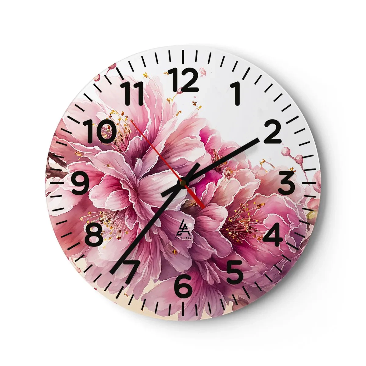 Orologio da parete - Orologio in Vetro - Fiore di ciliegio - 40x40 cm