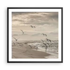 Poster in cornice nera - Brusio del mare, canto degli uccelli - 60x60 cm